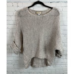 BERRETTI gray silver metallic knit high low dolman sleeve sweater pullover O/S